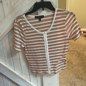 Pinstripe Derek Heart top. Size L